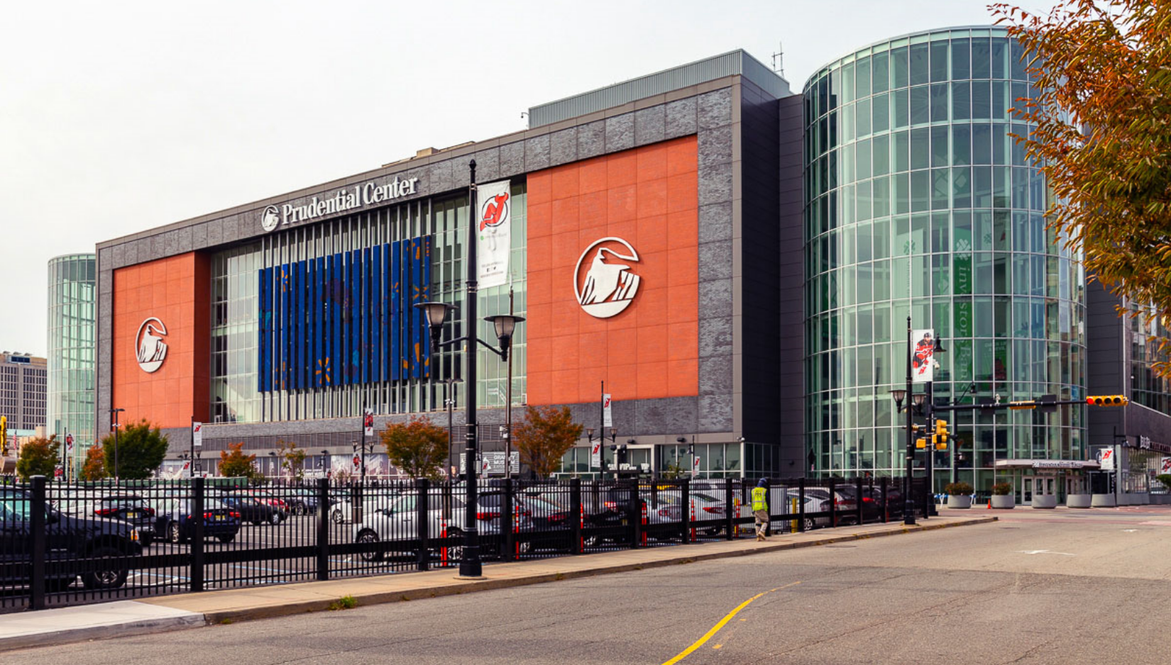 Exterior and parking lot of Prudential Center